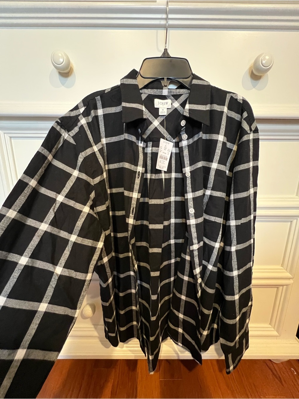 J. Crew Black and White Plaid Button-Down Shirt